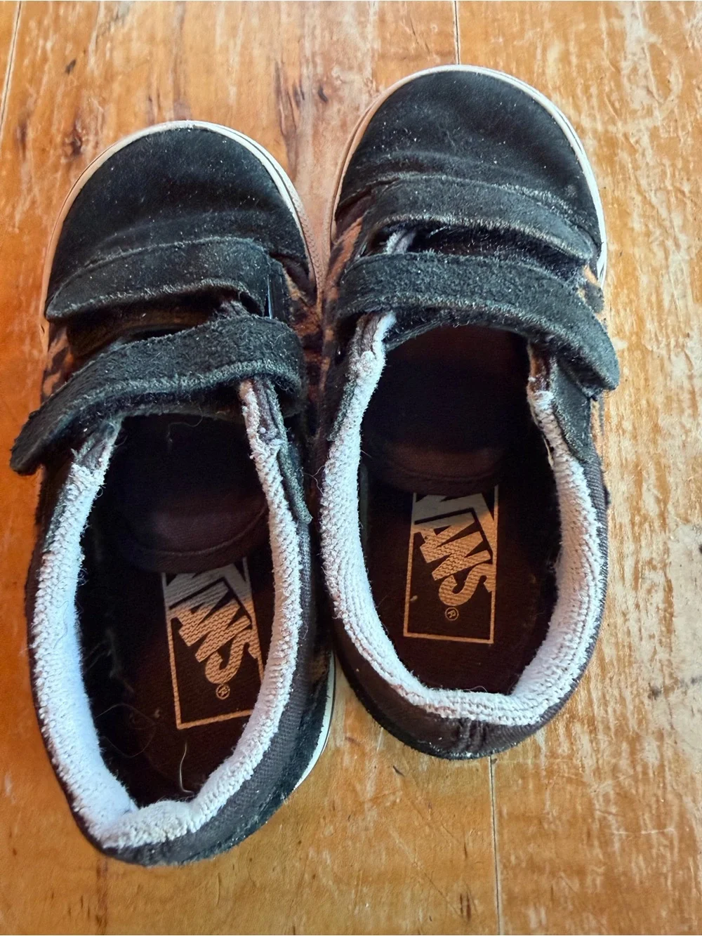 Vans Kids Black Sneakers with Leopard Accent